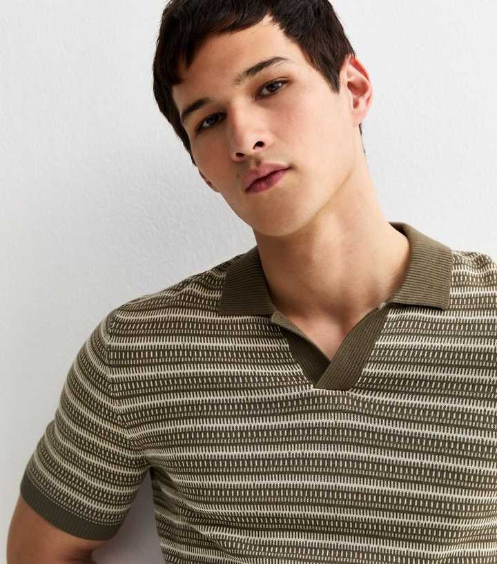 Only & Sons Brown Geometric Knit Polo Shirt