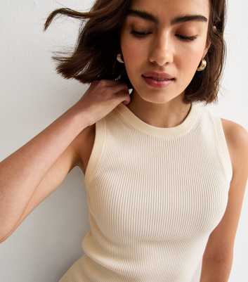 White Lightweight Rib Crew Neck Vest Top