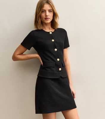Black Sparkly Jacquard 2 In 1 Mini Dress