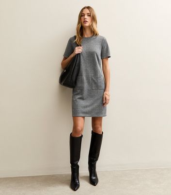 Grey Check T-Shirt Mini Dress | New Look