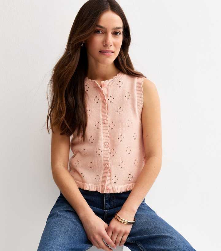 Petite Light Pink Cotton Rich Scalloped Edge Waistcoat