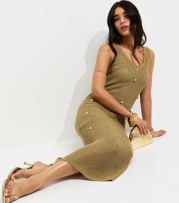 Green Stitchy Crochet Shell Applique Dress