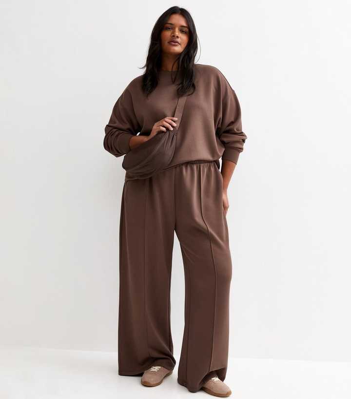 Curves Premium Dark Brown Wide Leg Joggers