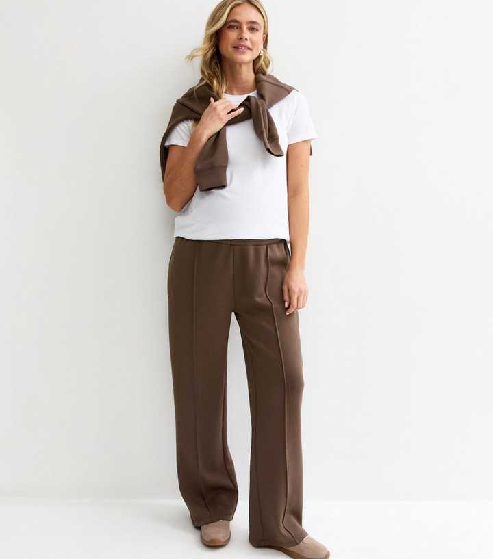 Maternity Premium Dark Brown Wide Leg Joggers