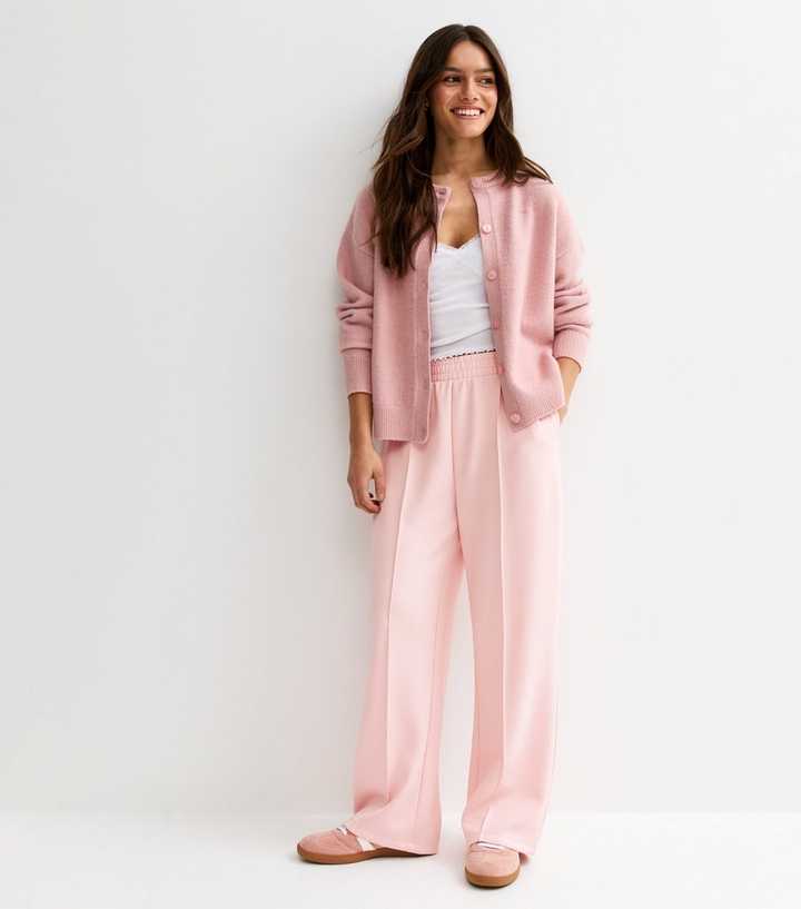 Petite Premium Light Pink Wide Leg Joggers