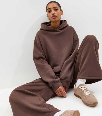 Dark Brown Jersey Pullover Hoodie