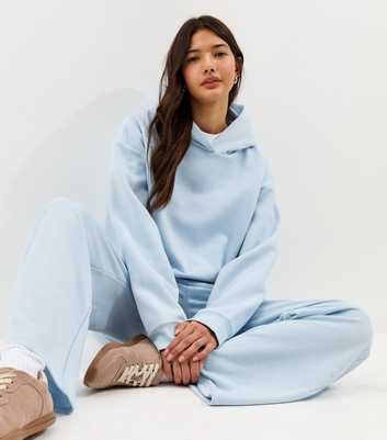 Light Blue Jersey Pullover Hoodie