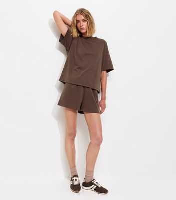 Dark Brown Jersey Jogger Shorts