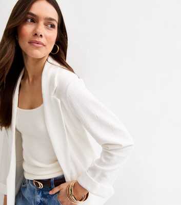Petite White Stretch Jersey Blazer