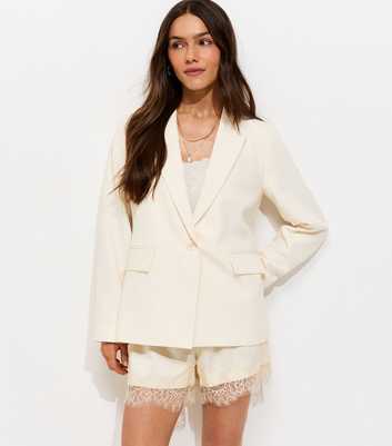 Petite White Single Button Tailored Blazer