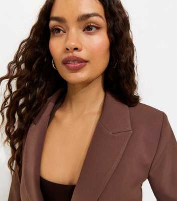Petite Brown Single Button Tailored Blazer