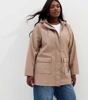 Curves Mink Water Resistant Drawstring Hood Rain Anorak