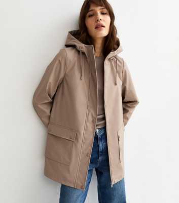Tall Mink Water Resistant Drawstring Hood Rain Anorak