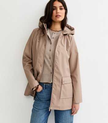Mink Water Resistant Drawstring Hood Rain Anorak