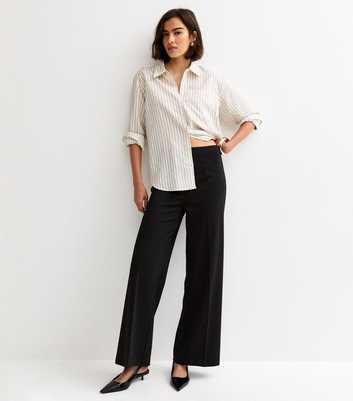 Black Jersey Wide Leg Trousers