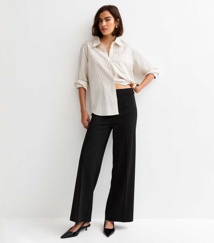 Black Jersey Wide Leg Trousers