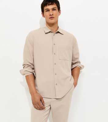 Stone Oversized Linen Look Shirt