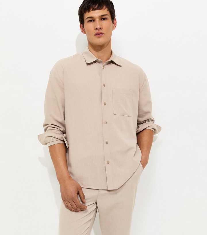 Stone Oversized Linen Look Shirt
