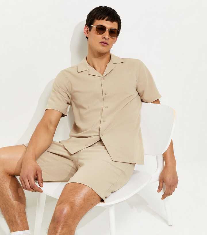 Stone Short Sleeve Regular Linen Look Shirt