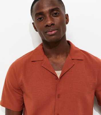 Rust Short Sleeve Regular Linen Look Shirt