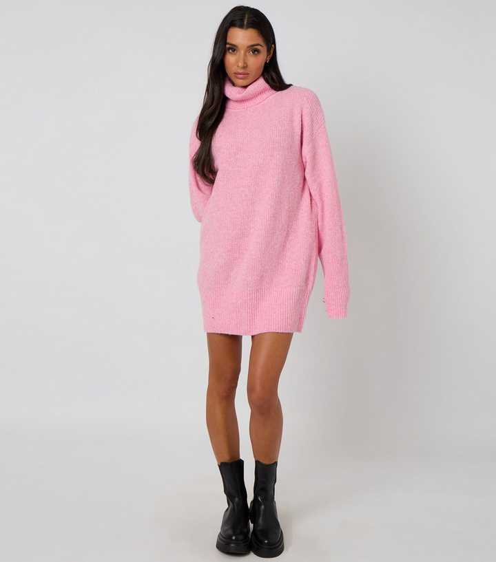 Urban Bliss Light Pink Roll Neck Mini Jumper Dress