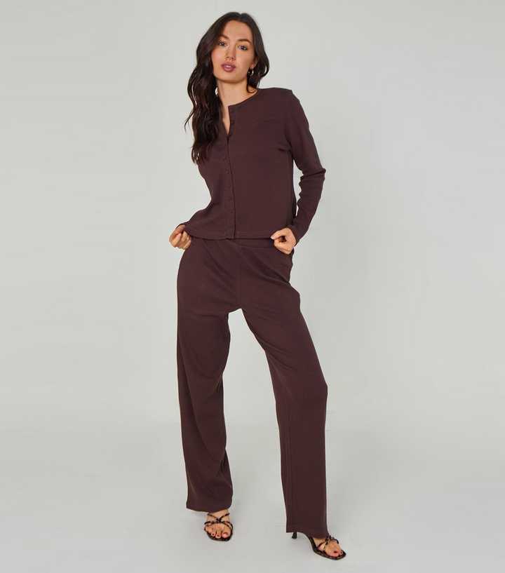 Urban Bliss Brown Long Sleeve Button Front Top