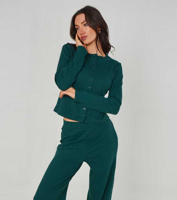 Urban Bliss Khaki Long Sleeve Button Front Top