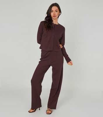 Urban Bliss Brown Ribbed Wide Leg Trouser