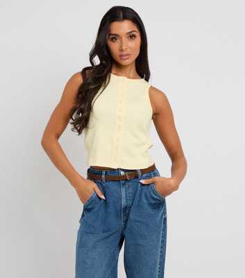 Urban Bliss Light Yellow Sleeveless Button Front Top