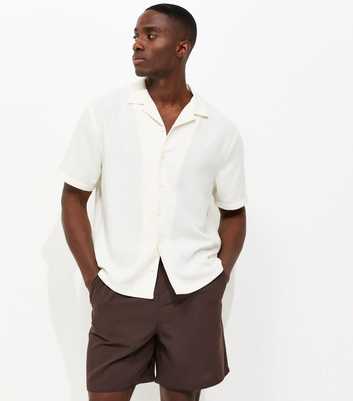 Dark Brown Linen Look Pull On Shorts