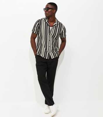 Black Slim Linen Look Chino Trousers