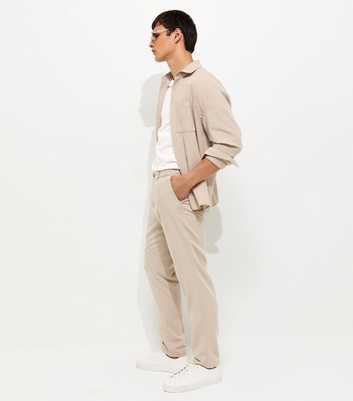 Stone Slim Linen Look Chino Trousers