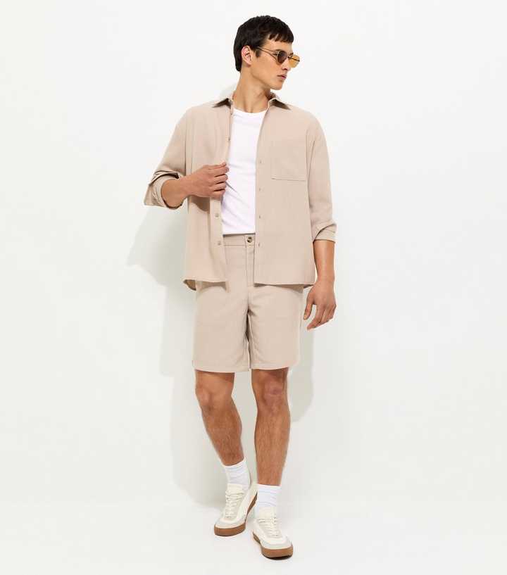 Stone Regular Linen Look Shorts