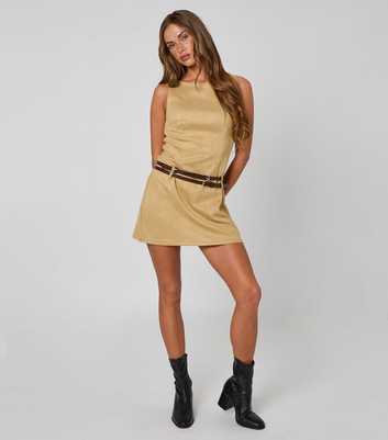 Urban Bliss Tan Faux Suede Belted Mini Dress