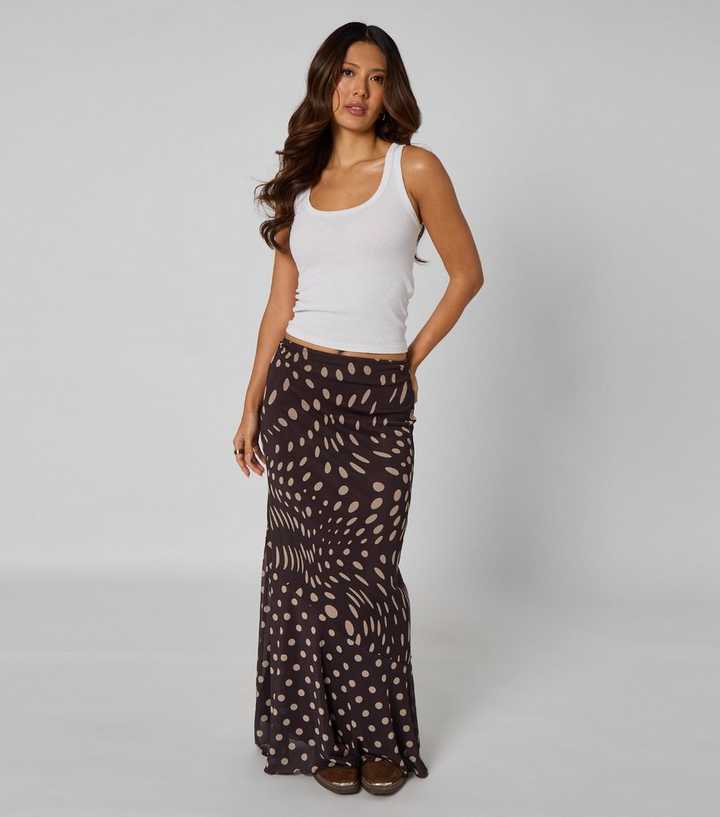 Urban Bliss Brown Polka Dot Maxi Skirt