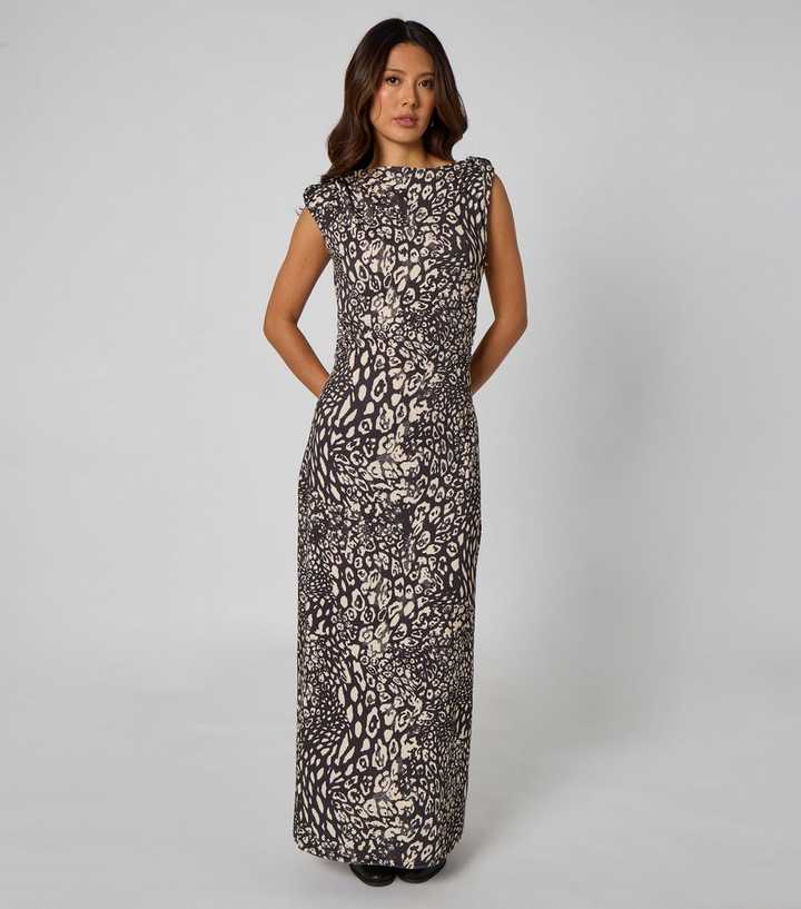 Urban Bliss Black Ribbed Animal Print Maxi Dress