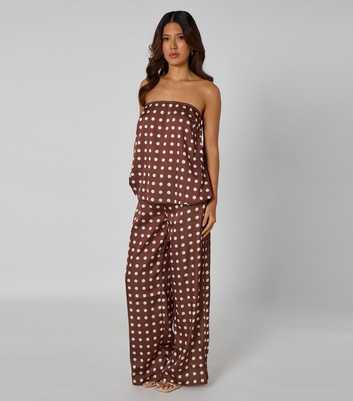 Urban Bliss Mid Brown Satin Polka Dot Trousers
