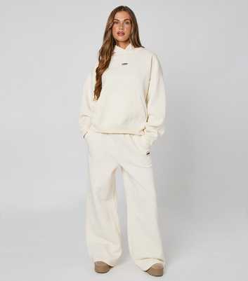 Urban Bliss Cream Branded Wide Leg Joggers