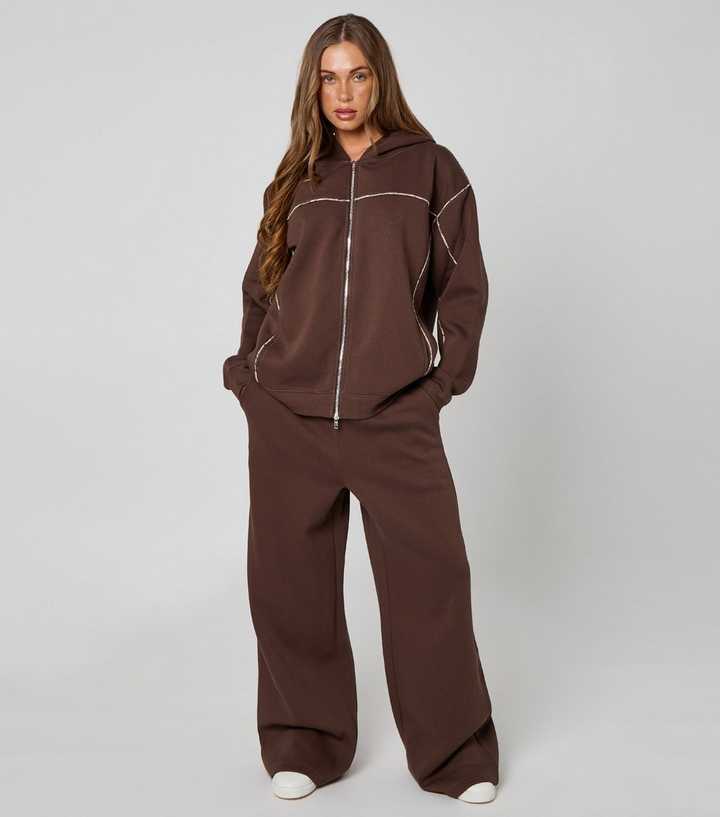 Urban Bliss Brown Piped Joggers