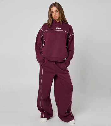 Urban Bliss Dark Burgundy Piped Joggers