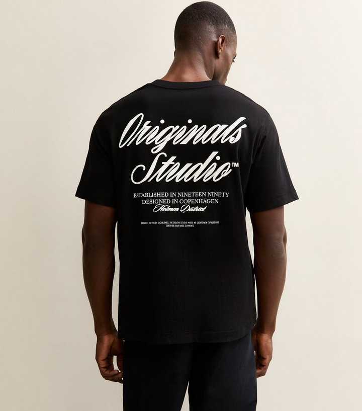 Jack & Jones Black Relaxed Originals Studio Logo T-Shirt