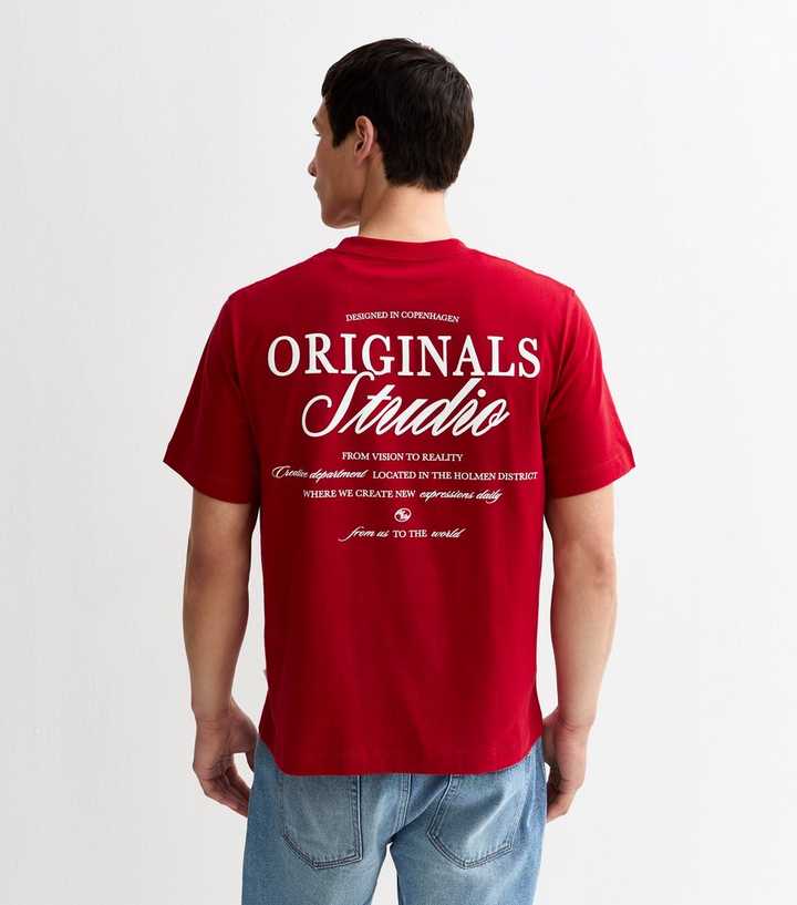 Jack & Jones Bright Red Relaxed Originals Studio Logo T-Shirt