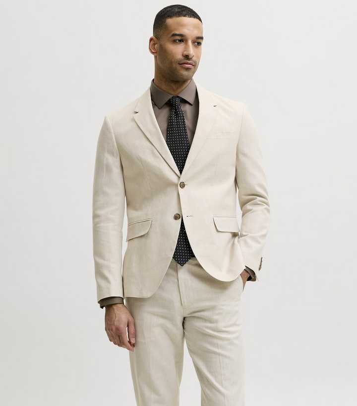 Jack & Jones Oatmeal Regular Cotton-Linen Blazer