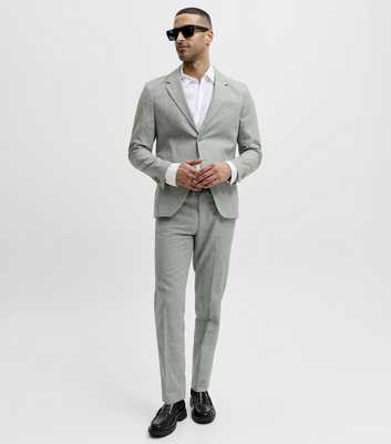 Jack & Jones Grey Cotton Rich Regular Tailored Trousers
