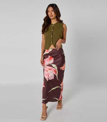 Urban Bliss Brown Floral Midi Skirt