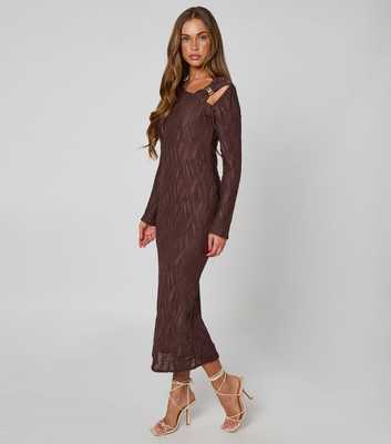 Urban Bliss Brown Textured Cut Out Midi Dress