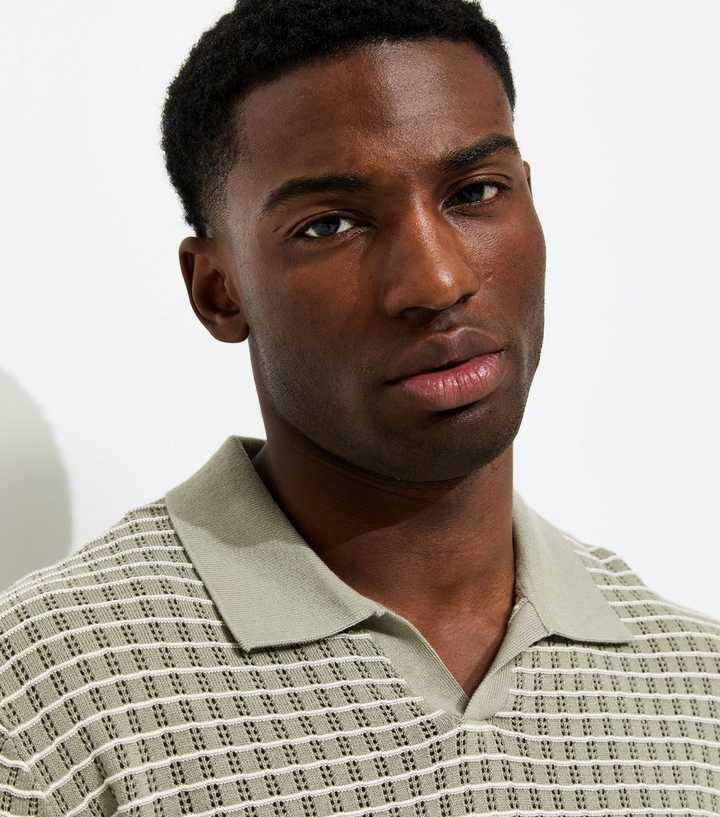 Jack & Jones Light Khaki Relaxed Pointelle Knit Polo Shirt
