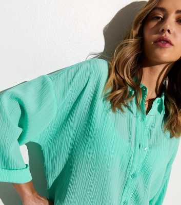 Turquoise Crinkled Beach Shirt