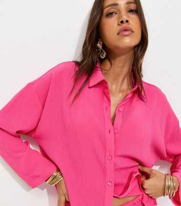 Bright Pink Crinkled Beach Shirt