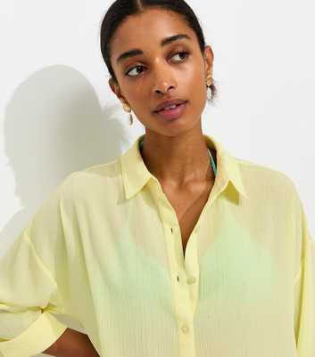 Light Yellow Crinkled Beach Shirt